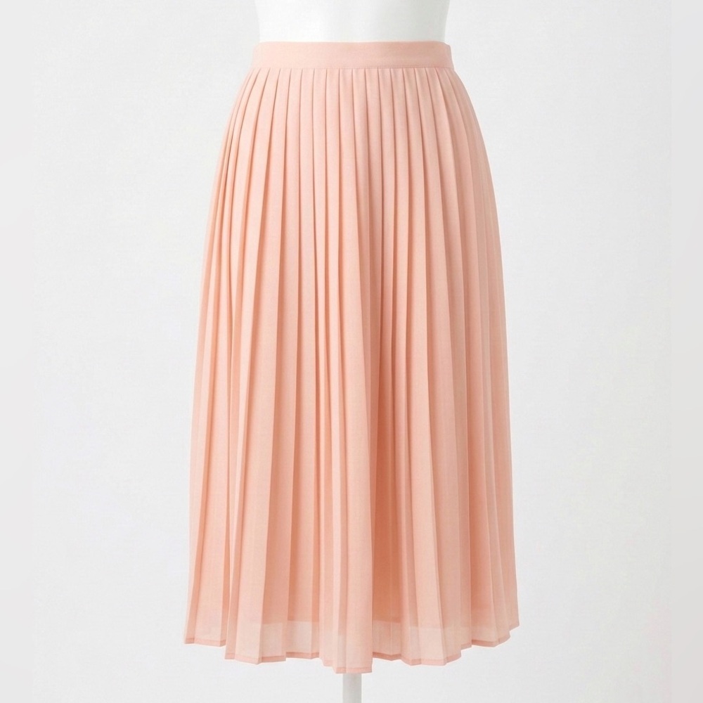 Vintage Forever 21 Peach A-Line Pleated Flowy Maxi Midi Dressy Skirt